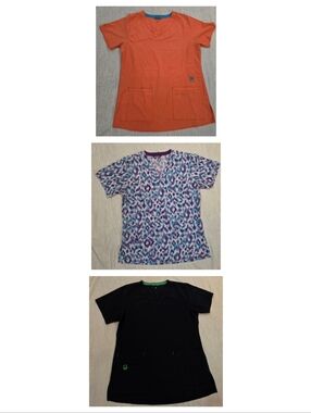 Bundle of 3 Carhartt Force Women’s Scrub Tops - Performance Stretch - Size Med